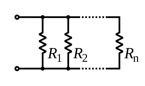 Technical diagram of resistors in a parallel configuration